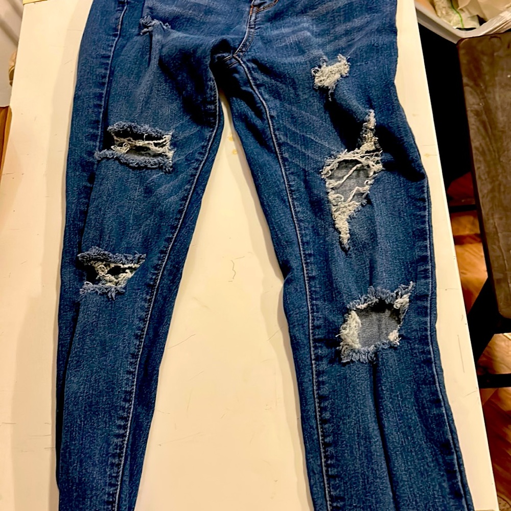 Blue ripped jeans
